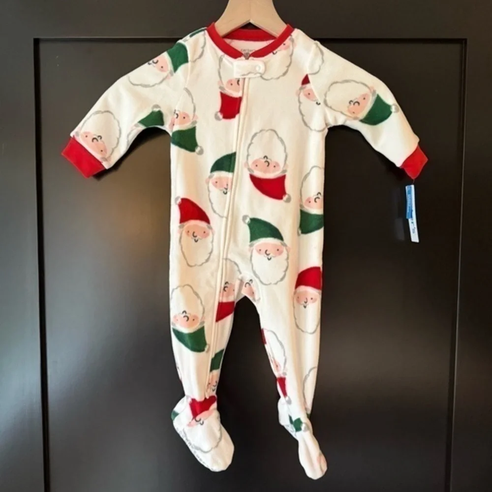 NWT Carters Christmas Santa Clause soft fleece sleeper size 12 months
